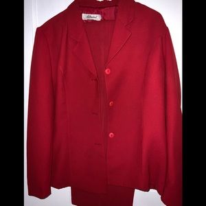 Red appraisal blazer and pants